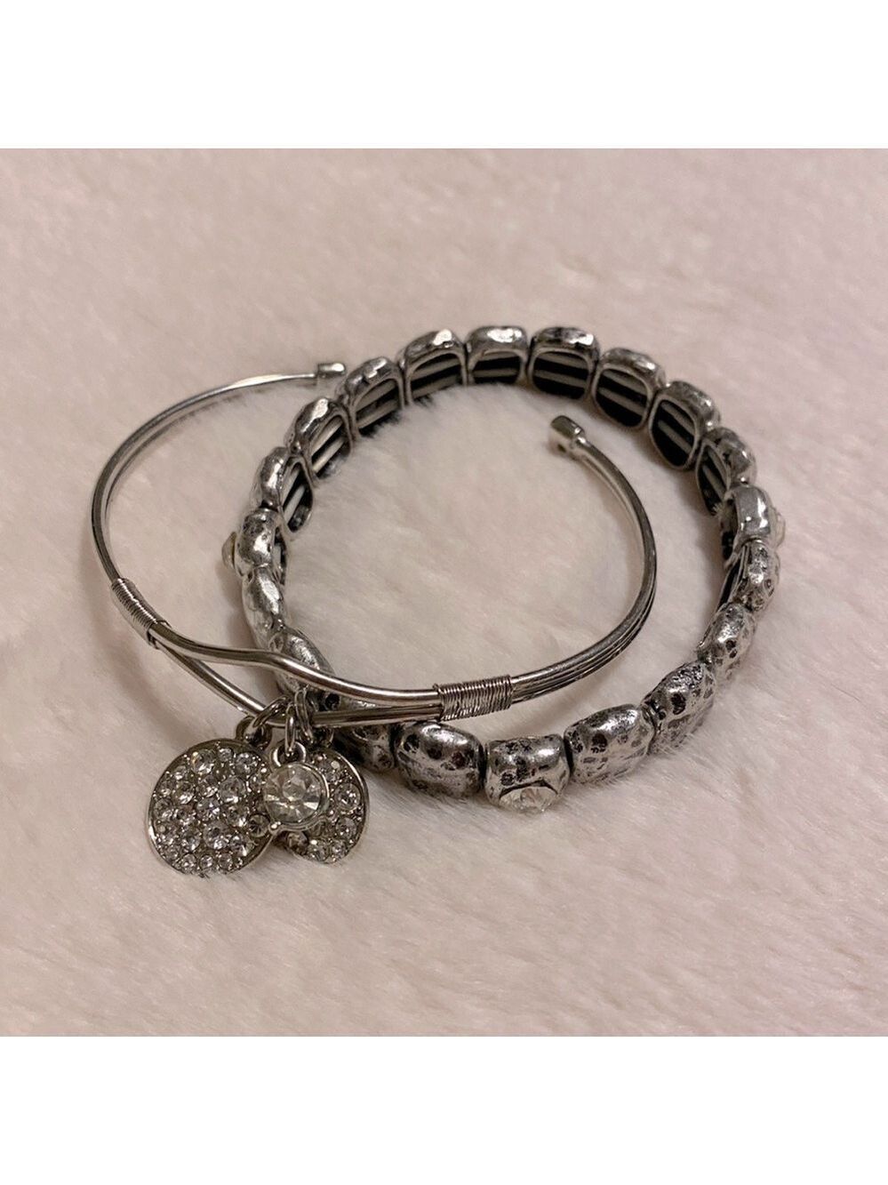 Sparkle bracelet set. Pave charms on cuff and stretch with rhinestones.